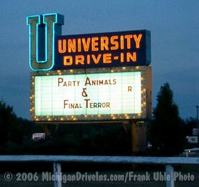 University Drive-In Theatre - MARQUEE 1984 COURTESY FRANK UHLE